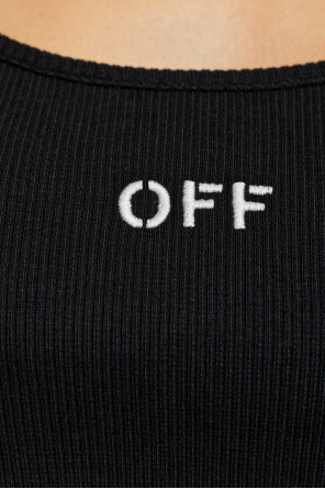 Off-White Top de canalé de tirantes