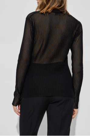 Helmut Lang Top de canalé con mangas largas