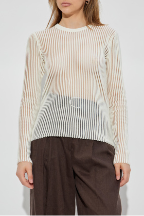 Helmut Lang Geripptes Top mit langen Ärmeln