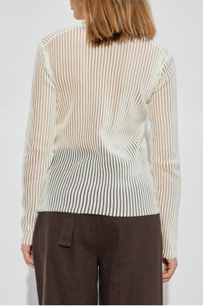 Helmut Lang Geripptes Top mit langen Ärmeln