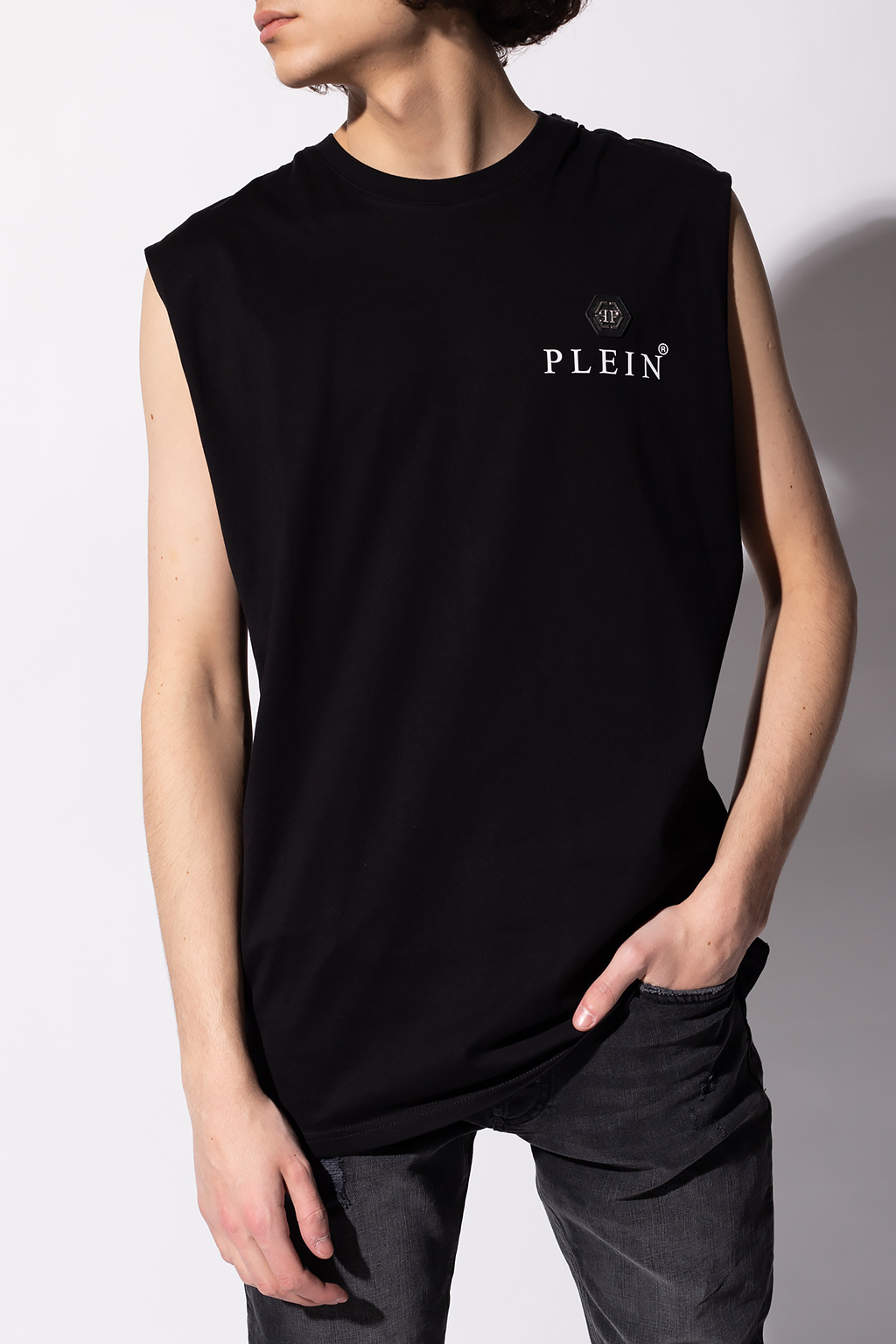 T-shirts Philipp Plein - Leather monogram cotton T-shirt