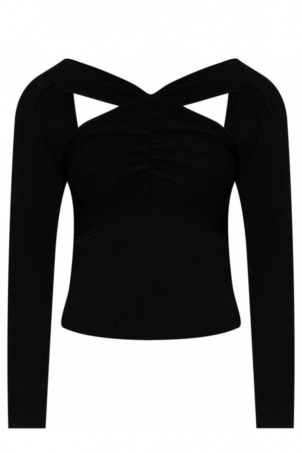 Self Portrait Cut-out ribbed top