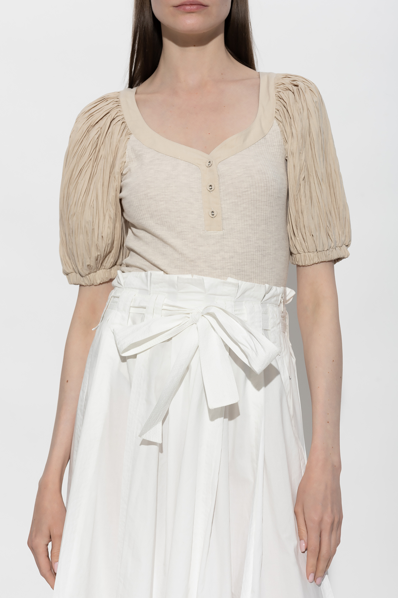 Beige 'Marika' top with pleated sleeves Ulla Johnson - Vitkac Canada