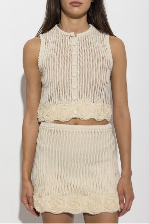 Self-Portrait Top with lace appliqués
