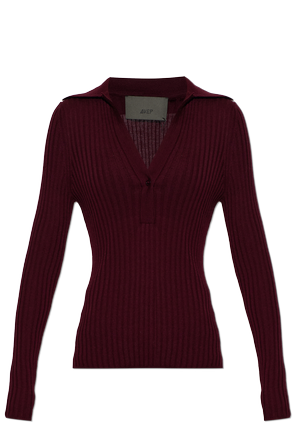 Wool long-sleeved polo sweater