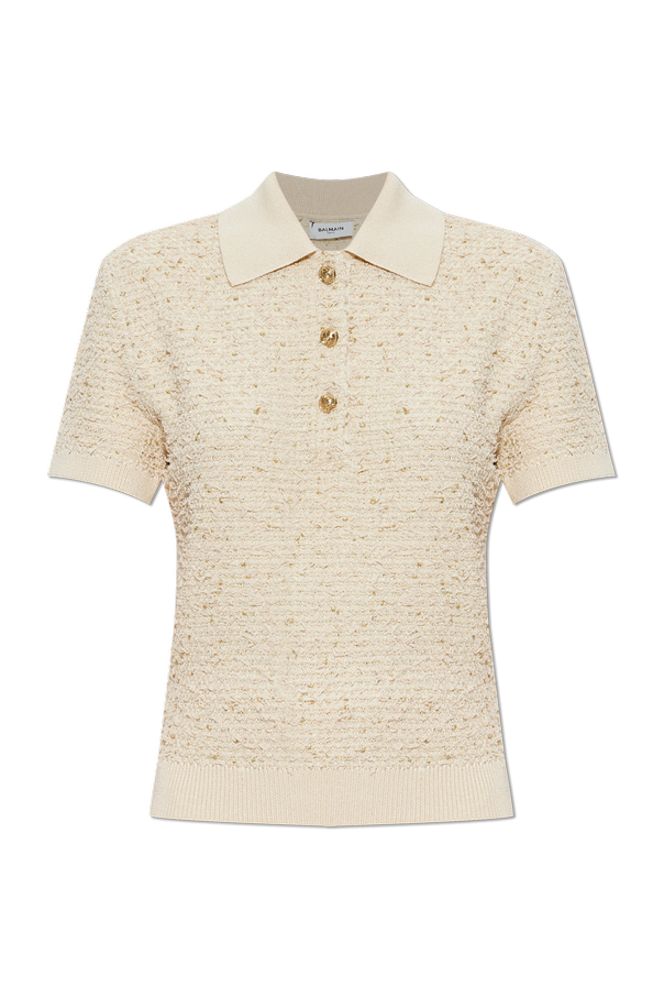 Polo shirt with lurex yarn od Balmain