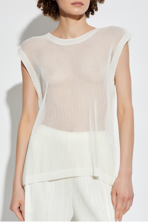 Pleats Please Issey Miyake Transparentny top bez rękawów