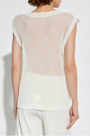 Pleats Please Issey Miyake Transparentny top bez rękawów