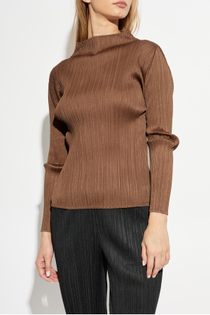 Pleats Please Issey Miyake Pleated top with long sleeves