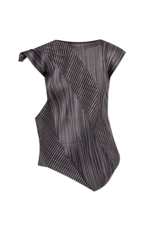 Pleats Please Issey Miyake Pleated top with asymmetrical cut