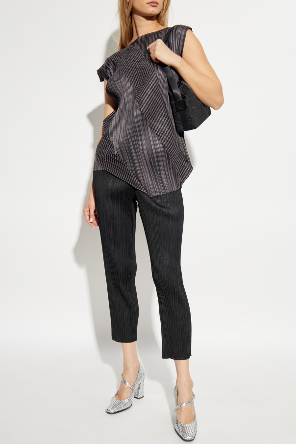 Pleats Please Issey Miyake Pleated top with asymmetrical cut