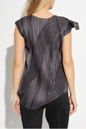 Pleats Please Issey Miyake Pleated top with asymmetrical cut