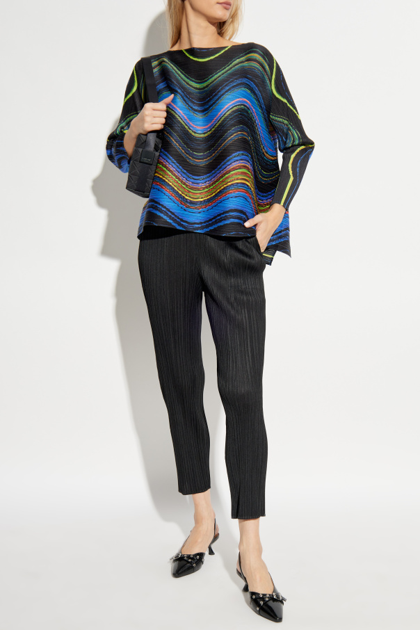 Pleats Please Issey Miyake Pleated top with asymmetrical cut