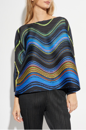 Pleats Please Issey Miyake Pleated top with asymmetrical cut