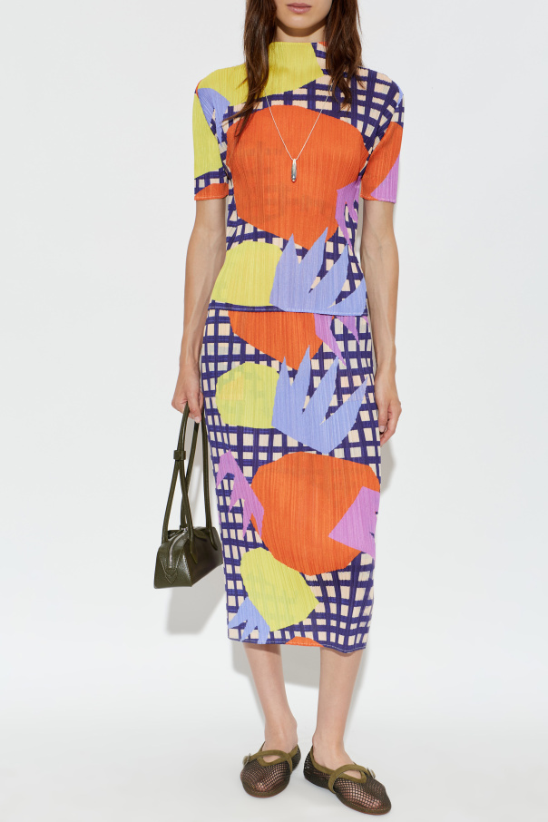 Pleats Please Issey Miyake Pleated top with turtleneck