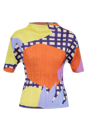 Pleated top with turtleneck