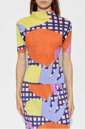 Pleats Please Issey Miyake Pleated top with turtleneck