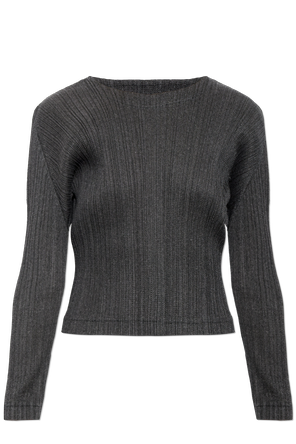 Pleated long-sleeve top