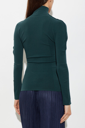 Pleats Please Issey Miyake Eng anliegendes Top mit Stehkragen