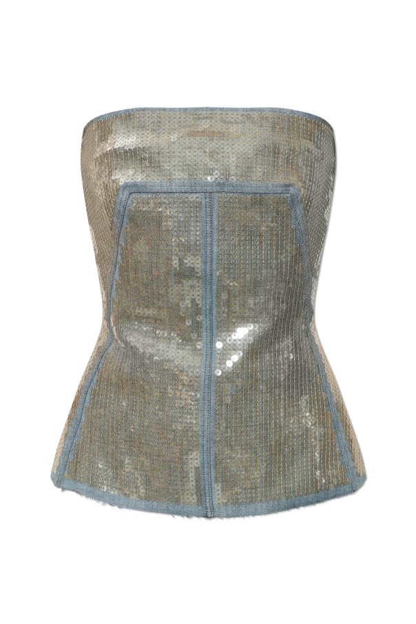 Denim off-shoulder top od Rick Owens