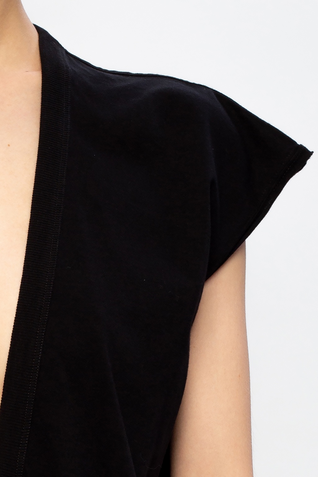 black plunging neckline top