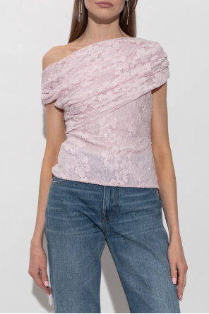 Self-Portrait Top de encaje con lentejuelas brillantes