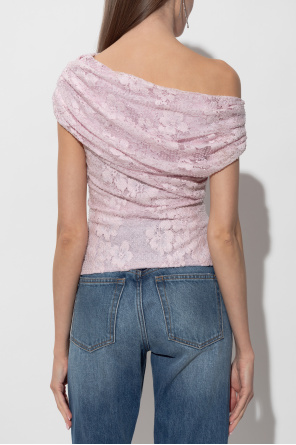 Self-Portrait Top de encaje con lentejuelas brillantes