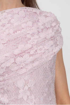 Self-Portrait Top de encaje con lentejuelas brillantes