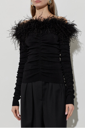 Self-Portrait Top con plumas