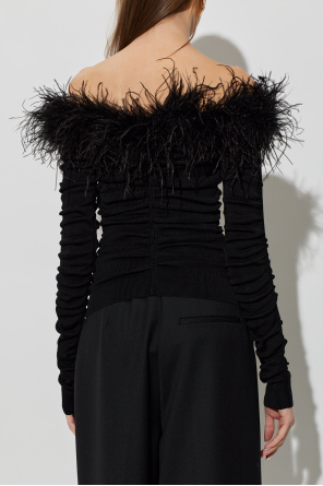 Self-Portrait Top con plumas