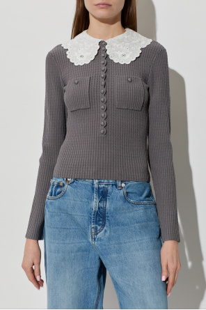 Self-Portrait Top mit abnehmbarem Kragen