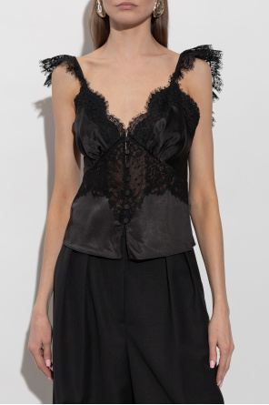 Self-Portrait Top mit Spitzeneinsätzen