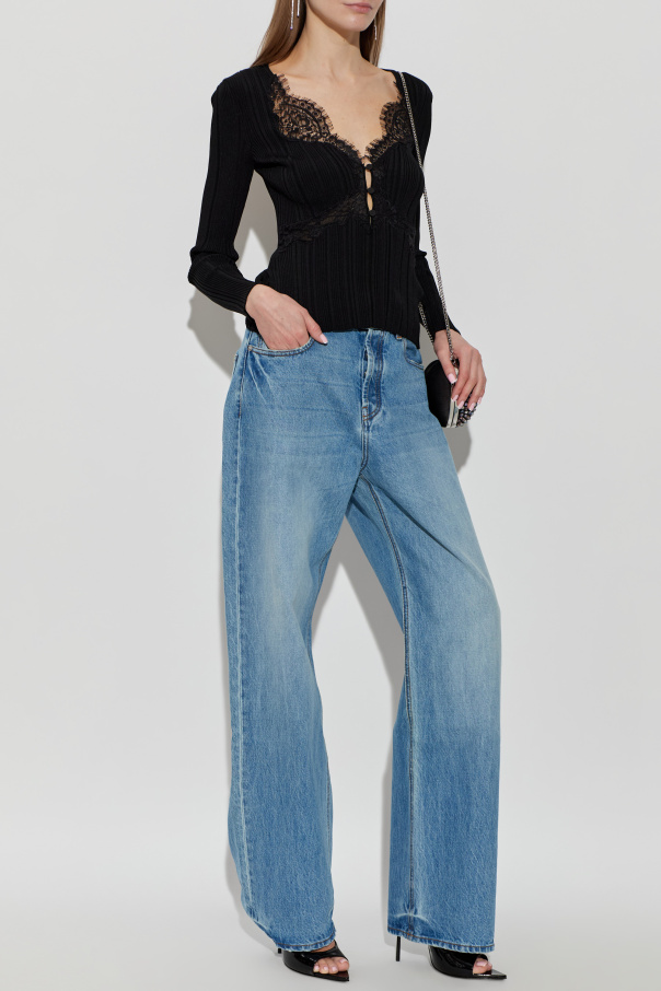 Self-Portrait Top con inserciones de encaje