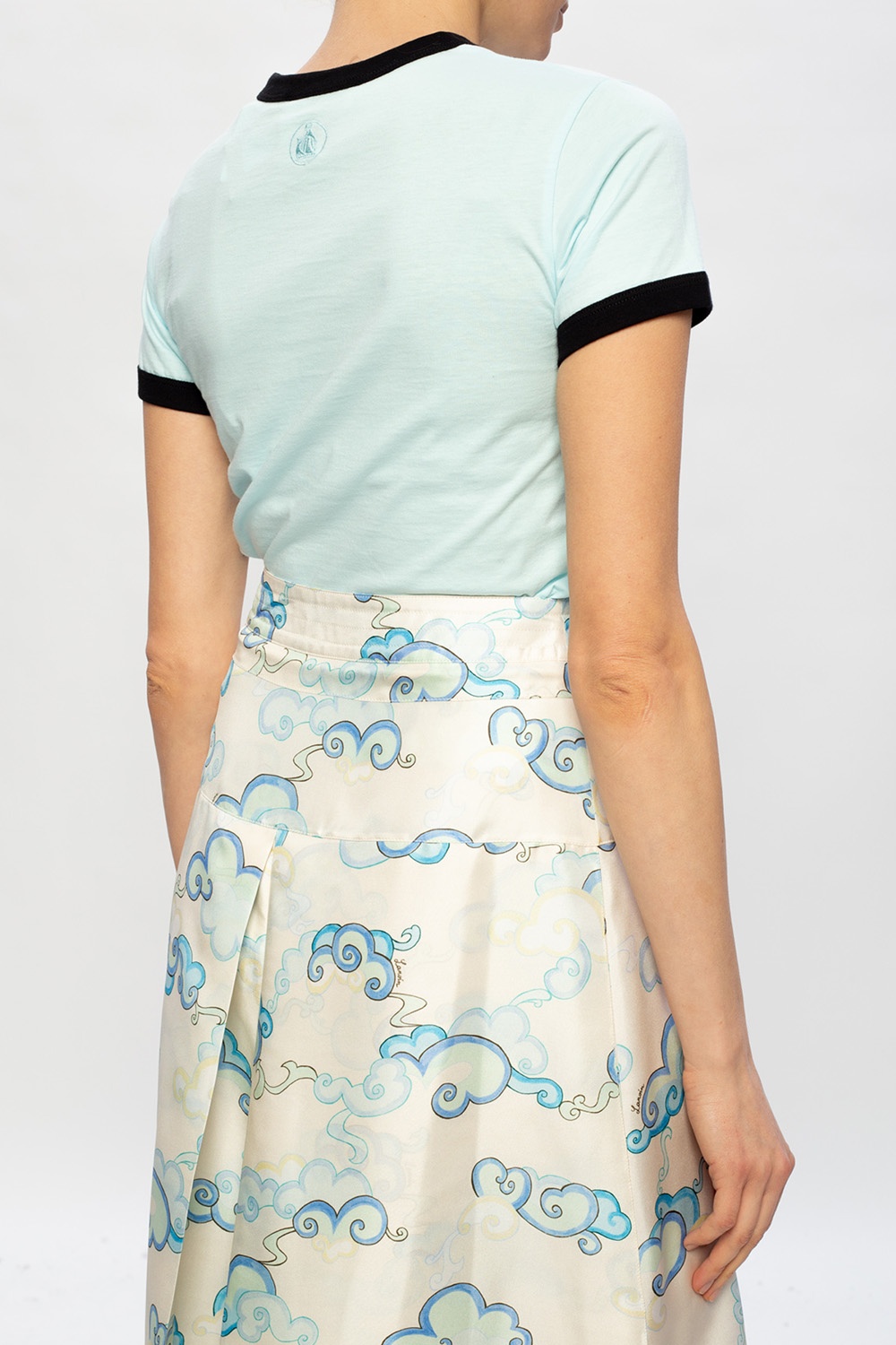 Lanvin Shoulder Pad T Shirt And Split Midi Skirt Co ord