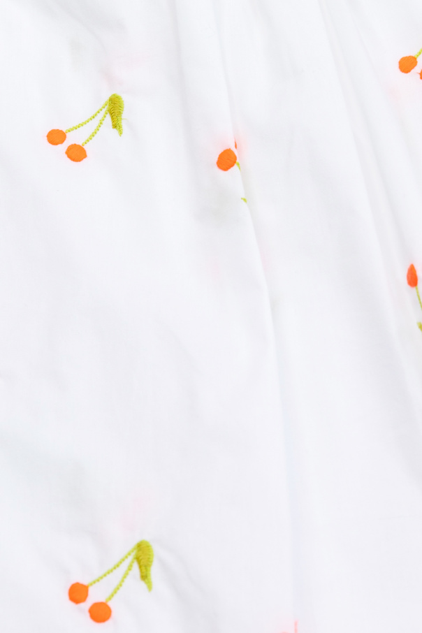 Bonpoint  Gathered Organic-cotton Blend Poplin Dress Womens Khaki