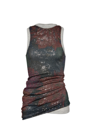 Sequin top with an asymmetric cut