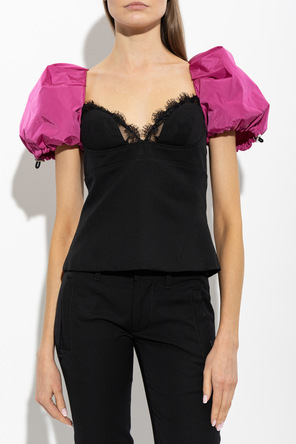 Dsquared2 Wełniany top z bufiastymi rękawami