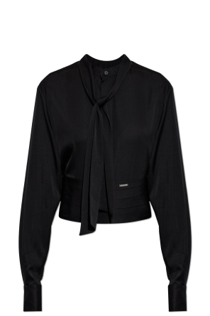 Camisa de seda con lazada al cuello