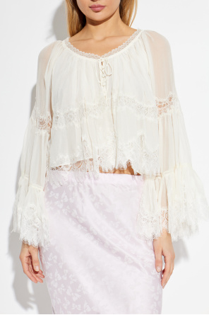 LoveShackFancy Jedwabny top ‘Darline’