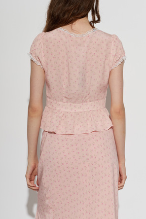 LoveShackFancy Top „Bondy“ mit kurzen Ärmeln