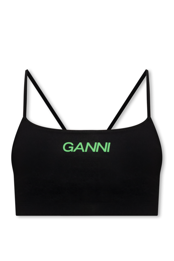 Ganni Cropped sports top with logo