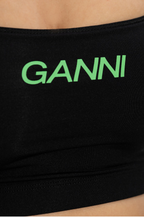 Ganni Krótki top sportowy z logo