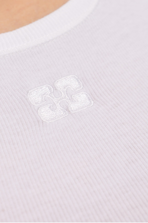 Ganni Logo-embroidered top