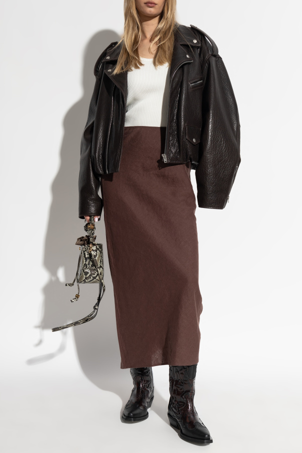 Ganni Ribbed spaghetti strap top