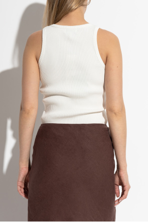 Ganni Ribbed spaghetti strap top