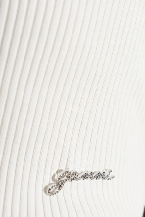 Ganni Ribbed spaghetti strap top