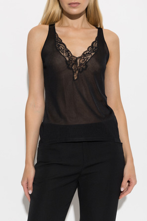 Balmain Top com acabamento rendado