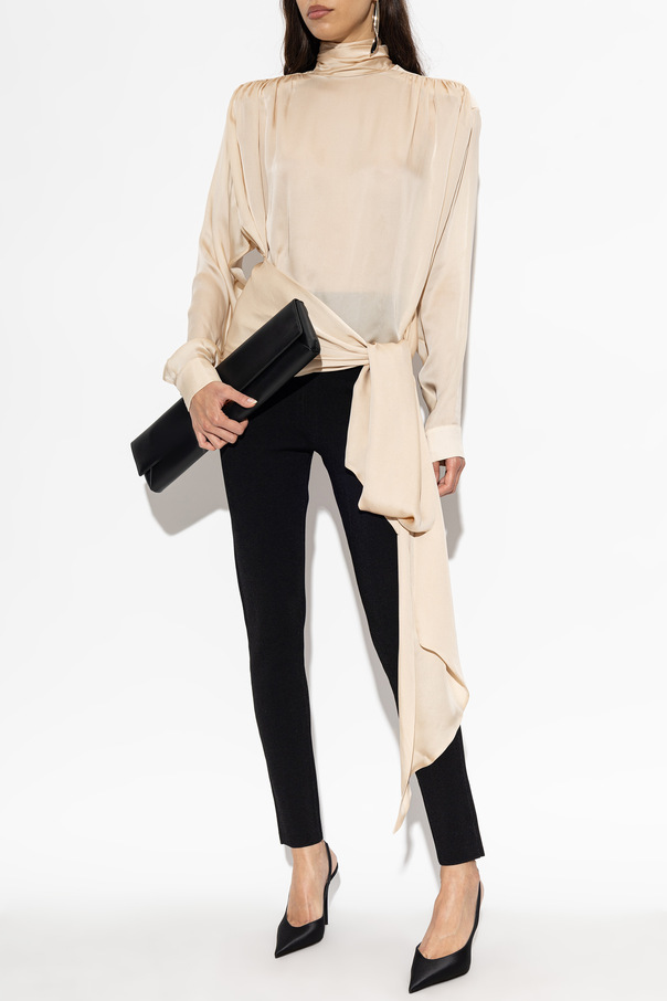 Balmain Blusa de seda con cuello alto