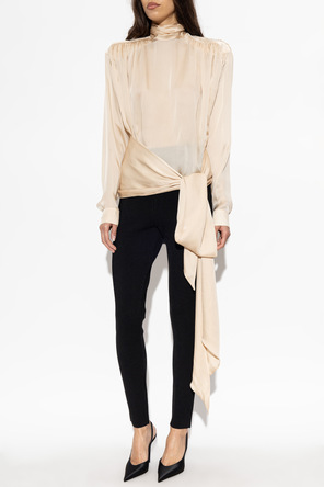 Balmain Blusa de seda con cuello alto