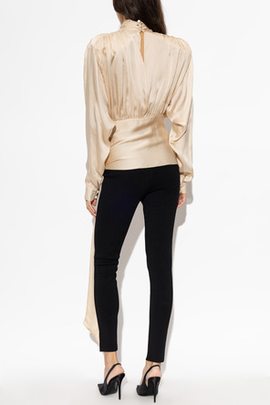Balmain Blusa de seda con cuello alto